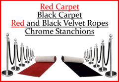 Red, Black Carpet, Chrome Stanchions, Ropes Red, Black Carpet, Chrome Stanchions, Ropes